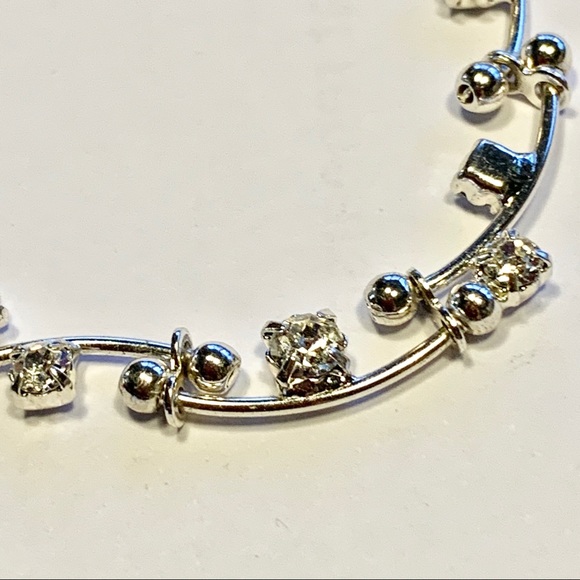 Silver Bracelet with Faux Diamonds Rhinestones - Picture 2 of 7